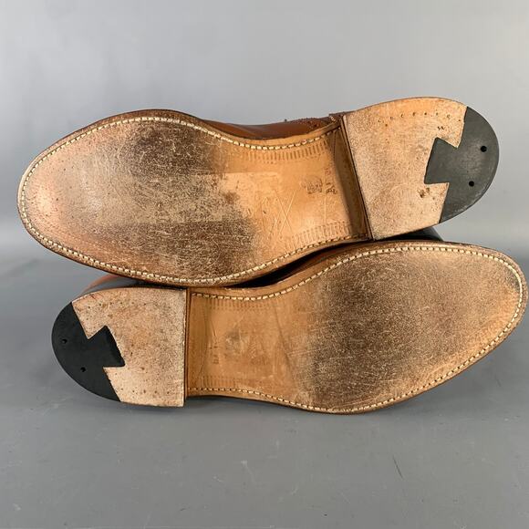 ALDEN Size 10 Tan Perforated Leather Cap Toe Lace-Up Shoes - Picture 6 of 9